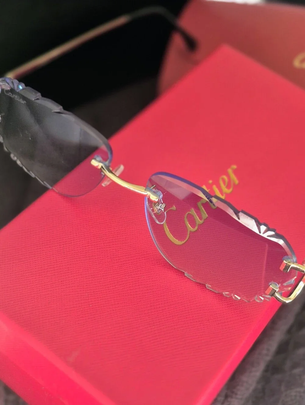 Cartier Rimless Sunglasses with Blue Gradient Lenses